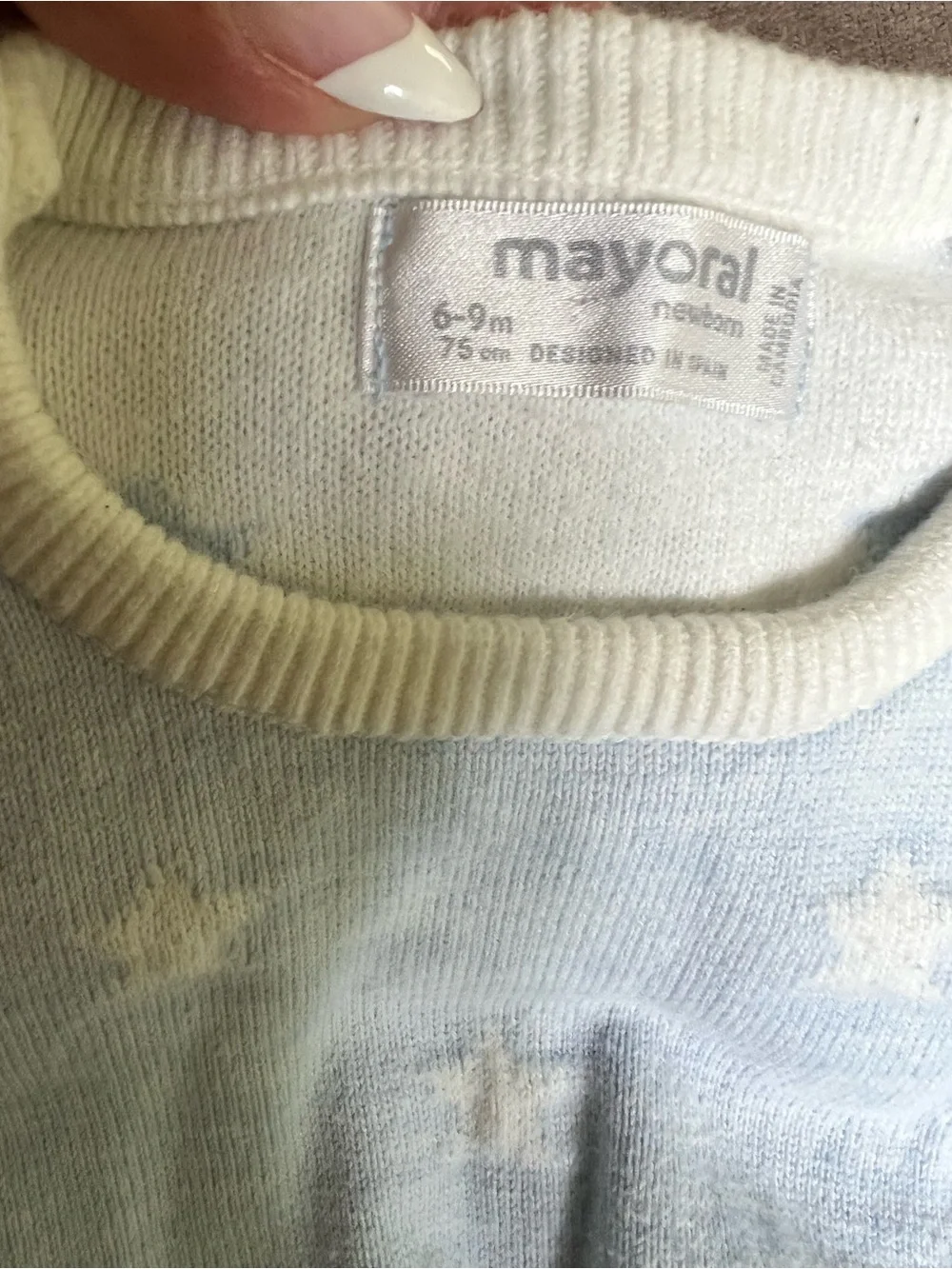 Mayoral Light Blue and White Star Knit Sweater Set